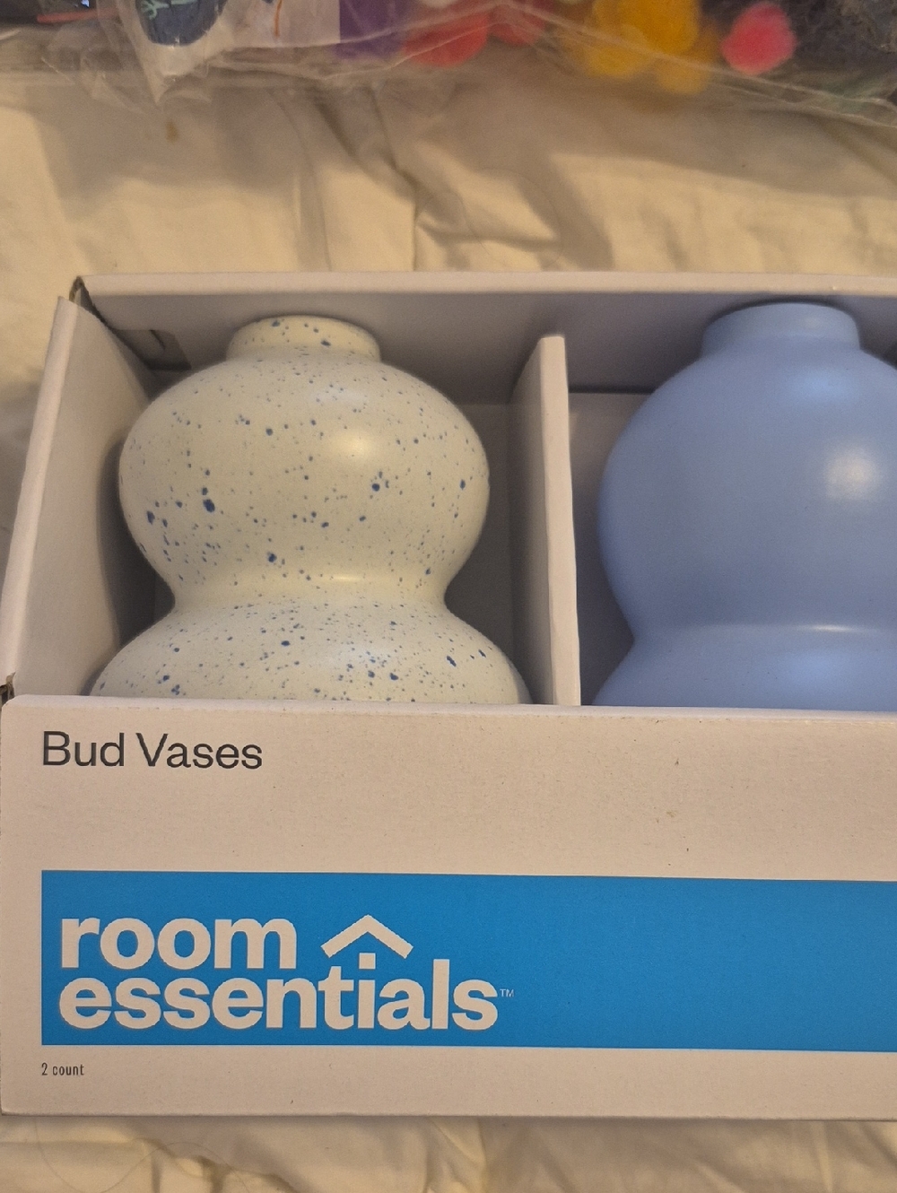 Room Essentials Blue Speckled and Matte Bud Vases - 2 Pack